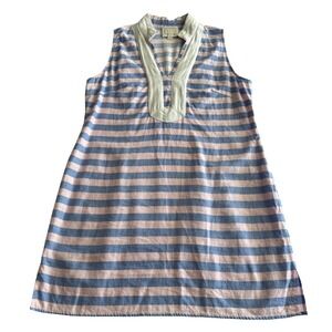 STS Sail to Sable Linen Blend Blue Pink Stripe A Line Tunic Beach‎ Dress XL